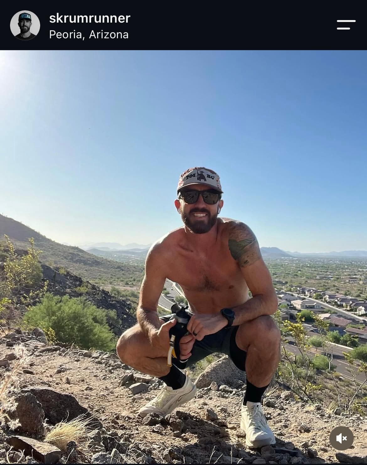 Kurt on a ridge above Peoria, Arizona, mid-run