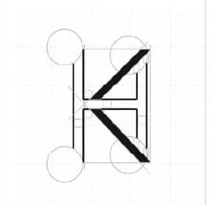 The KH monogram, shown as construction geometry